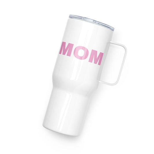 Genetic Genealogy "MOM" Travel mug with a handle Pink and White