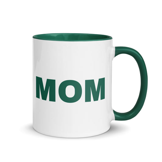 Genetic Genealogy "MOM" Mug with Color Inside Dark Green and White