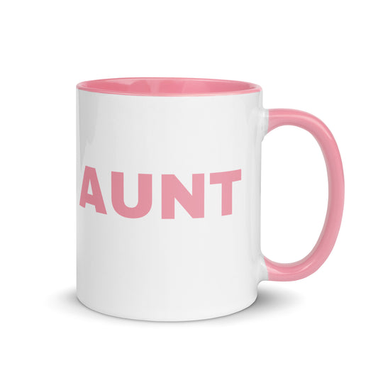 Genetic Genealogy "AUNT" Mug with Color Inside Pink and White