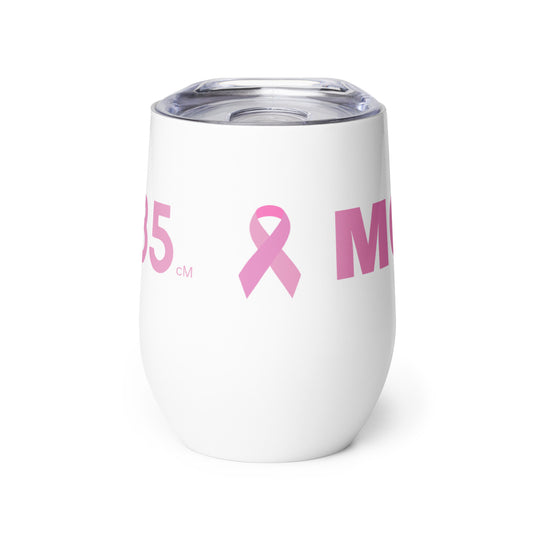 Genetic Genealogy "MOM" Wine tumbler Pink and White Breast Cancer Awareness
